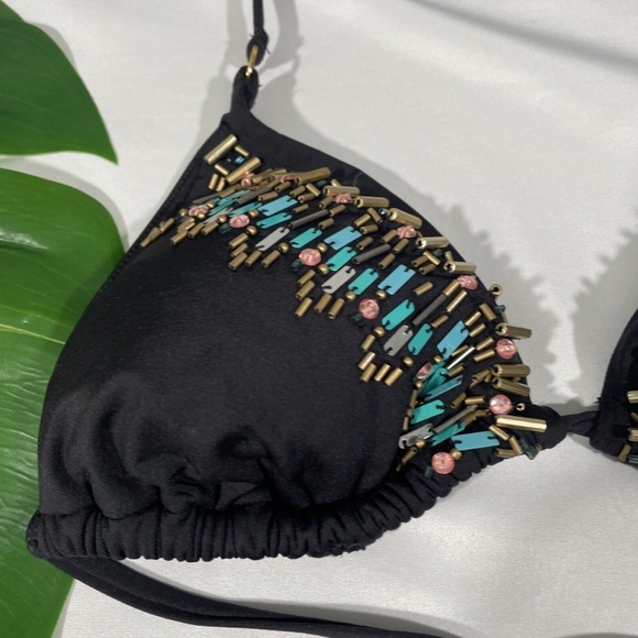 EUC Kenneth Cole [ Small ] LEGGO MY DECO Beaded Tri Top & Bikini Bottom‎ - Picture 7 of 12